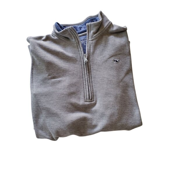 Vineyard Vines Callao/Peru Preppy Pullover Quarter Zip Light Grey XL - Picture 2 of 15